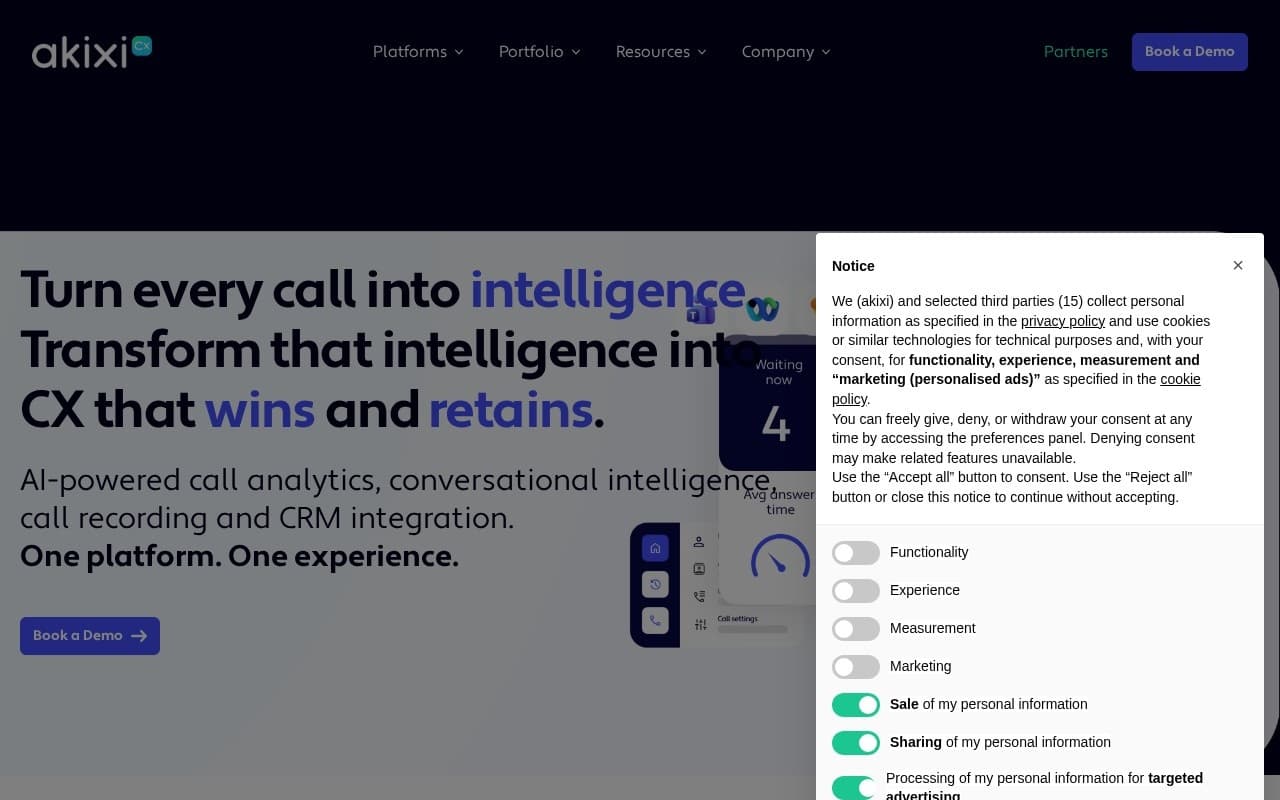 Akixi website screenshot
