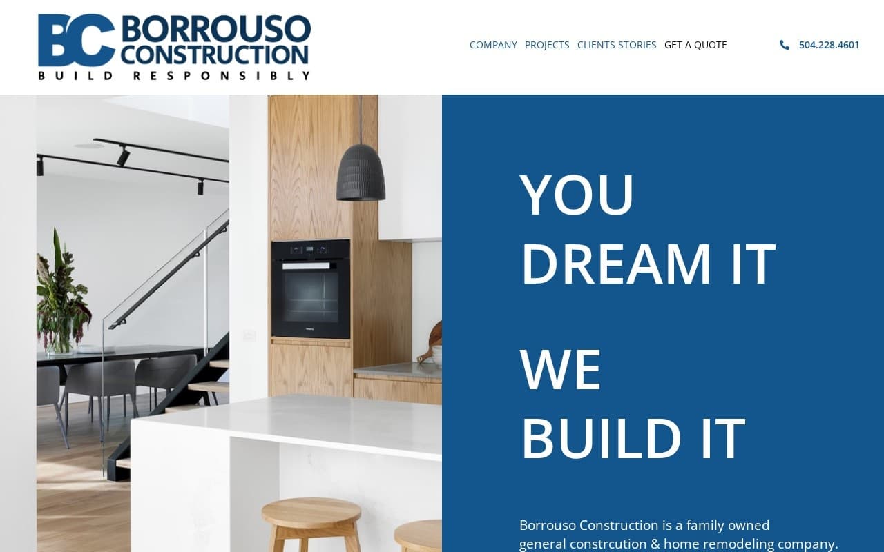 Borrouso Construction website screenshot