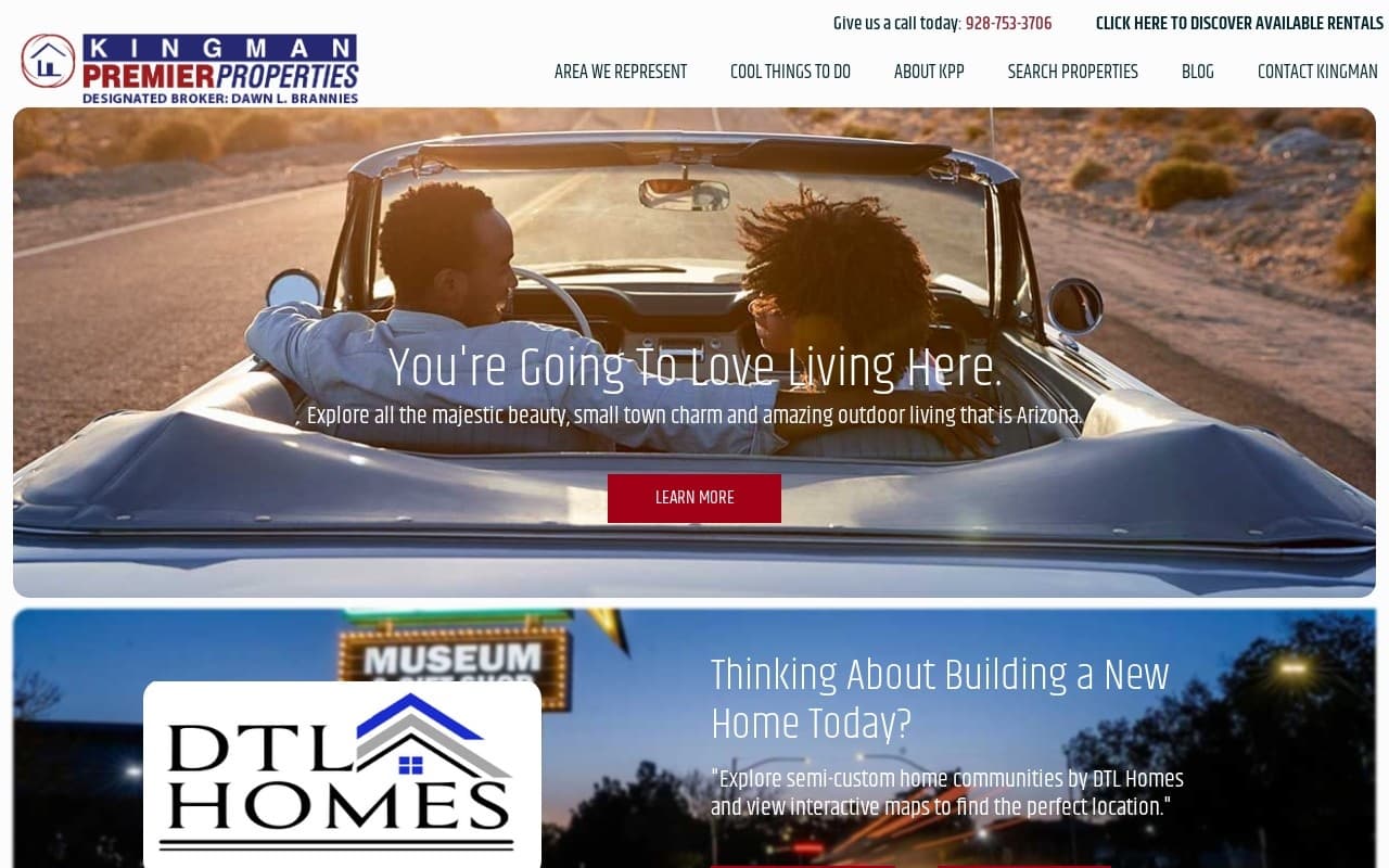 Kingman Premier Properties website screenshot